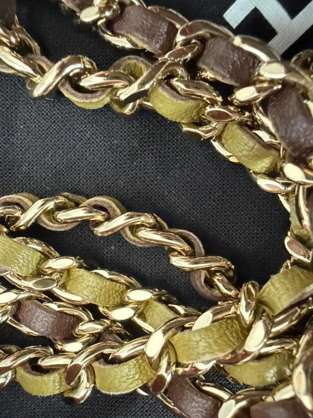 CHANEL Lambskin Quilted Small Top Handle Vanity Case With Chain in Green and Bro